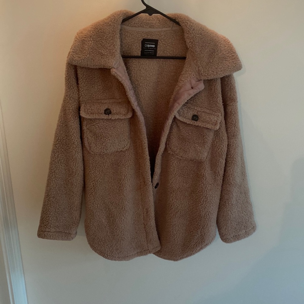 Lightly worn fluffy shacket